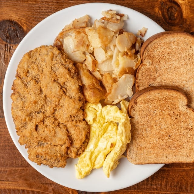 Country Fried Steak & Two Eggs.