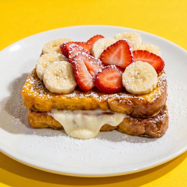 Strawberry Banana Stuffed French Toast.