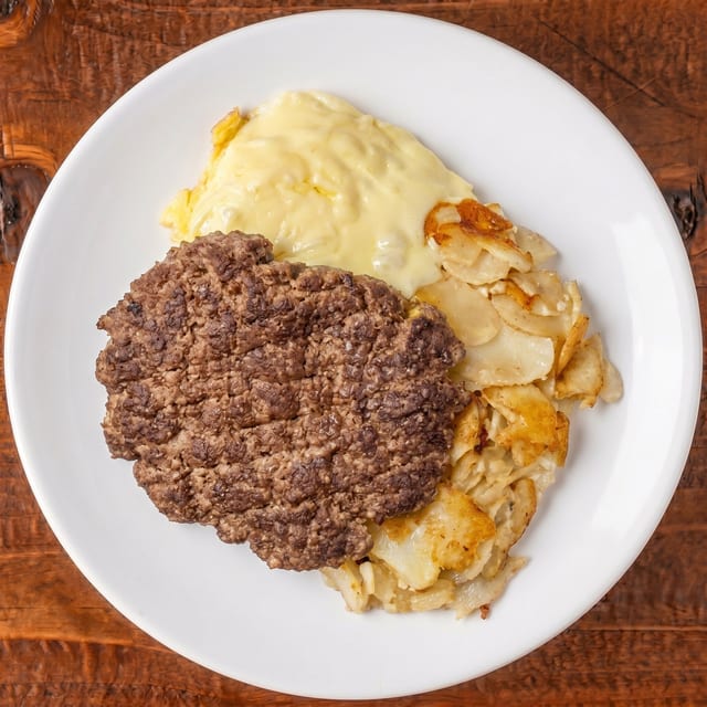 Chopped Sirloin Steak & Eggs.