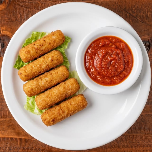 Golden Fried Mozzarella Sticks.