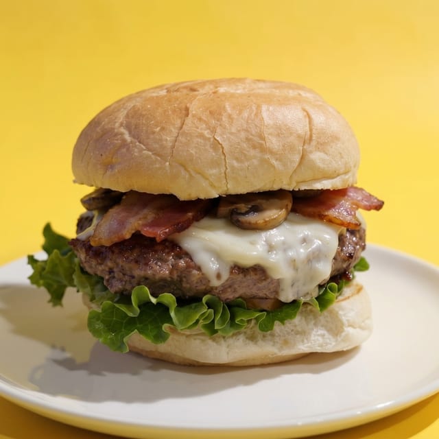 Bacon Mushroom Swiss Burger.