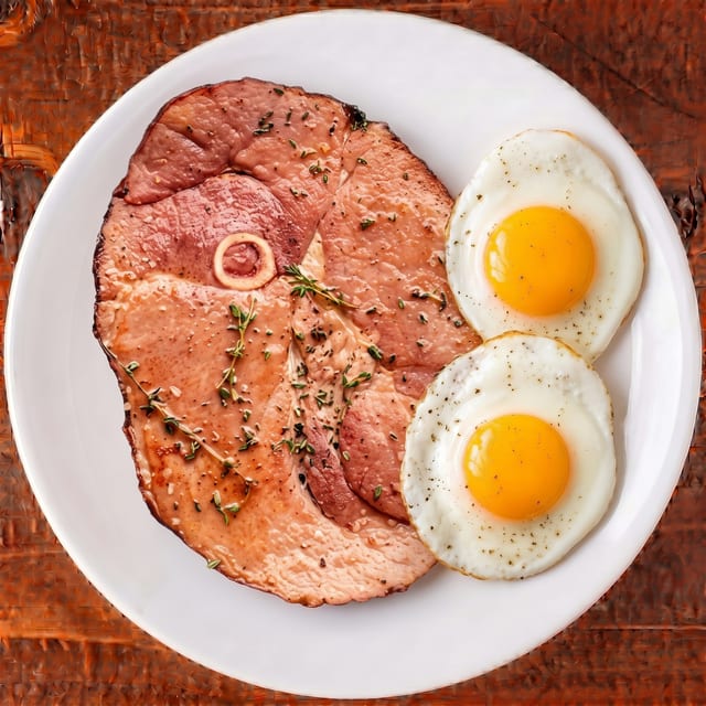 Bone-In Ham Steak & Eggs.